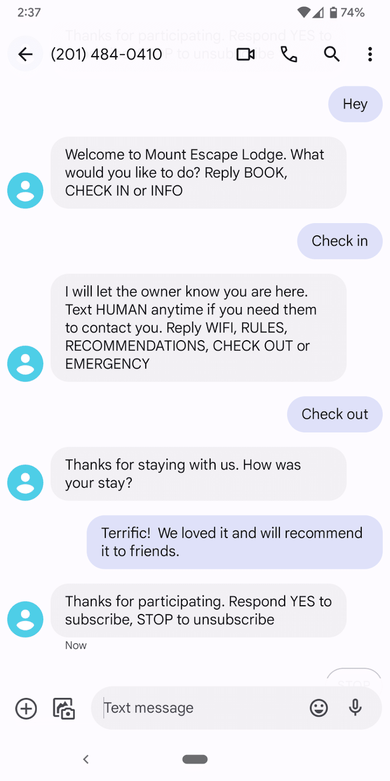 Interacci&oacute;n de chatbot automatizado para reservas