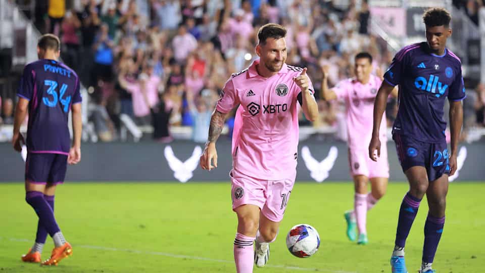 Jugador del Inter Miami celebrando en partido de Leagues Cup