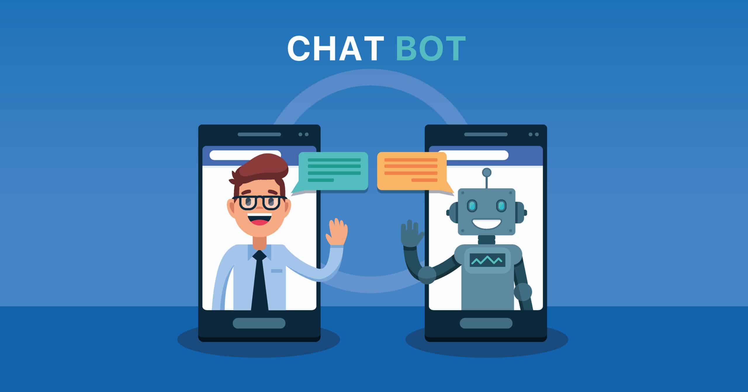 Interacci&oacute;n entre humano y chatbot representada en dispositivos m&oacute;viles