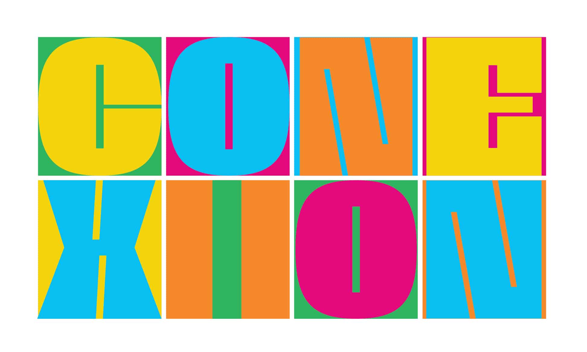 Logotipo colorido de CONEXIÓN con letras mayúsculas en diversos colores