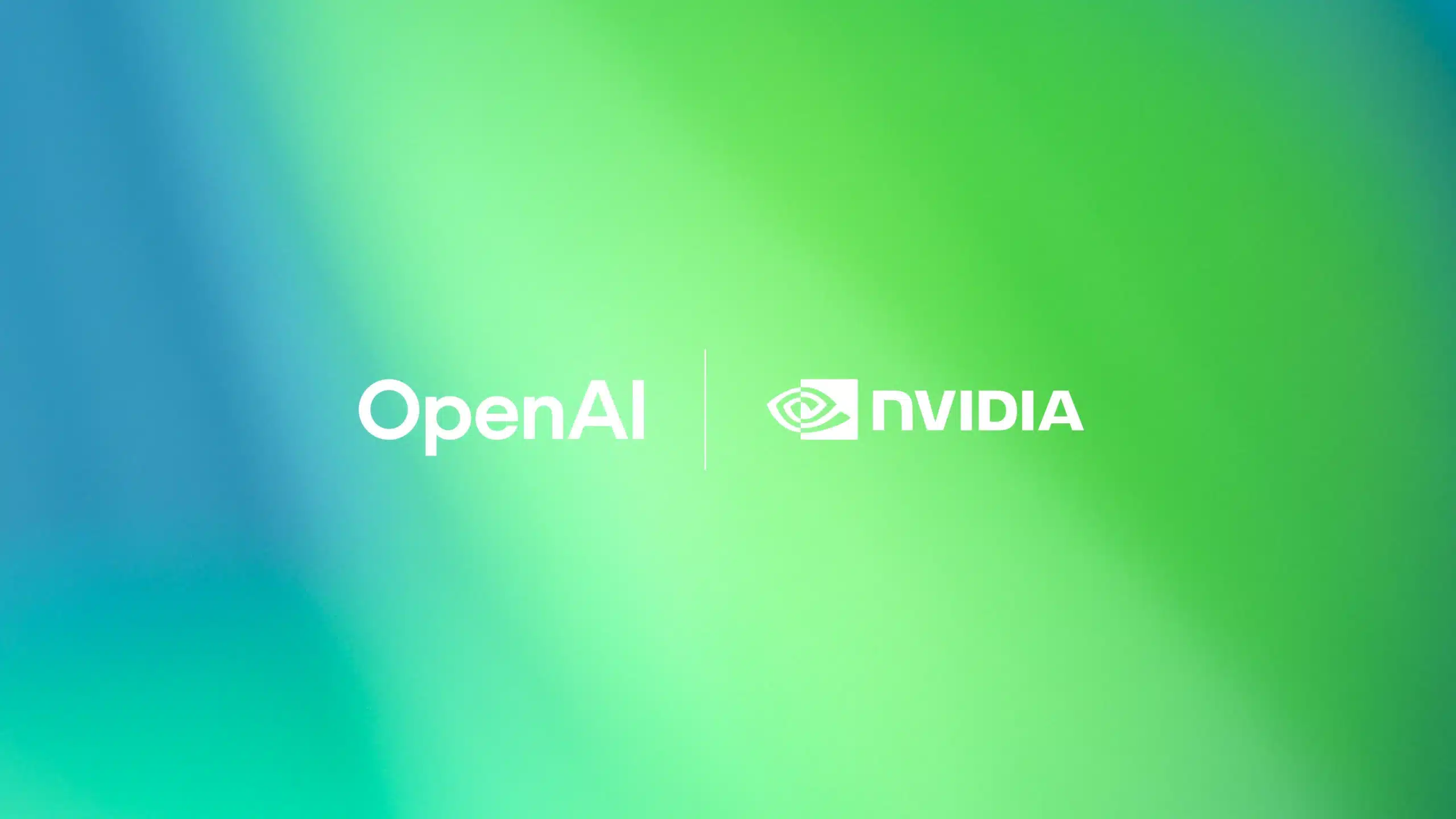 Dise&ntilde;o moderno con logotipos de OpenAI y Nvidia en degradado azul-verde