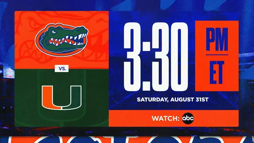 Anuncio del partido Florida Gators vs Miami Hurricanes