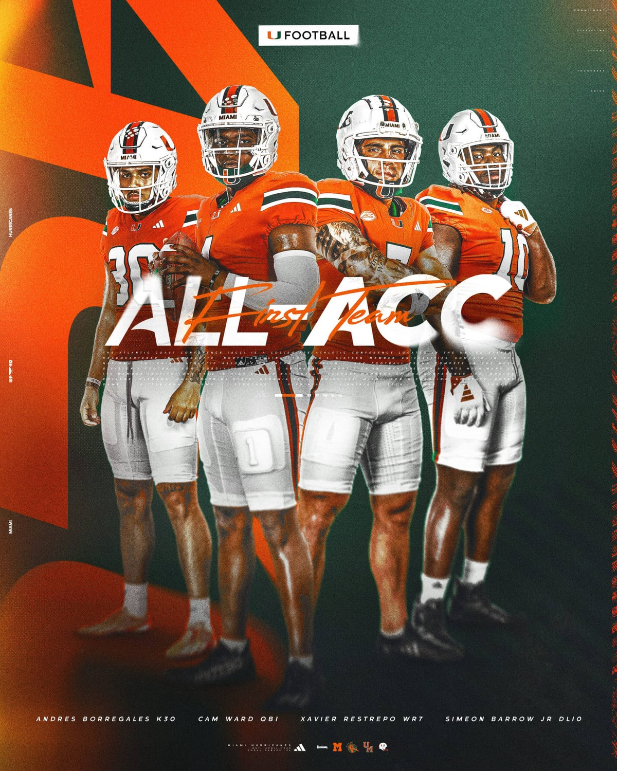 Jugadores de los Miami Hurricanes del All ACC First Team