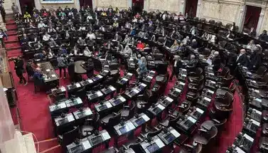 Sesi&oacute;n legislativa en el recinto con diputados debatiendo