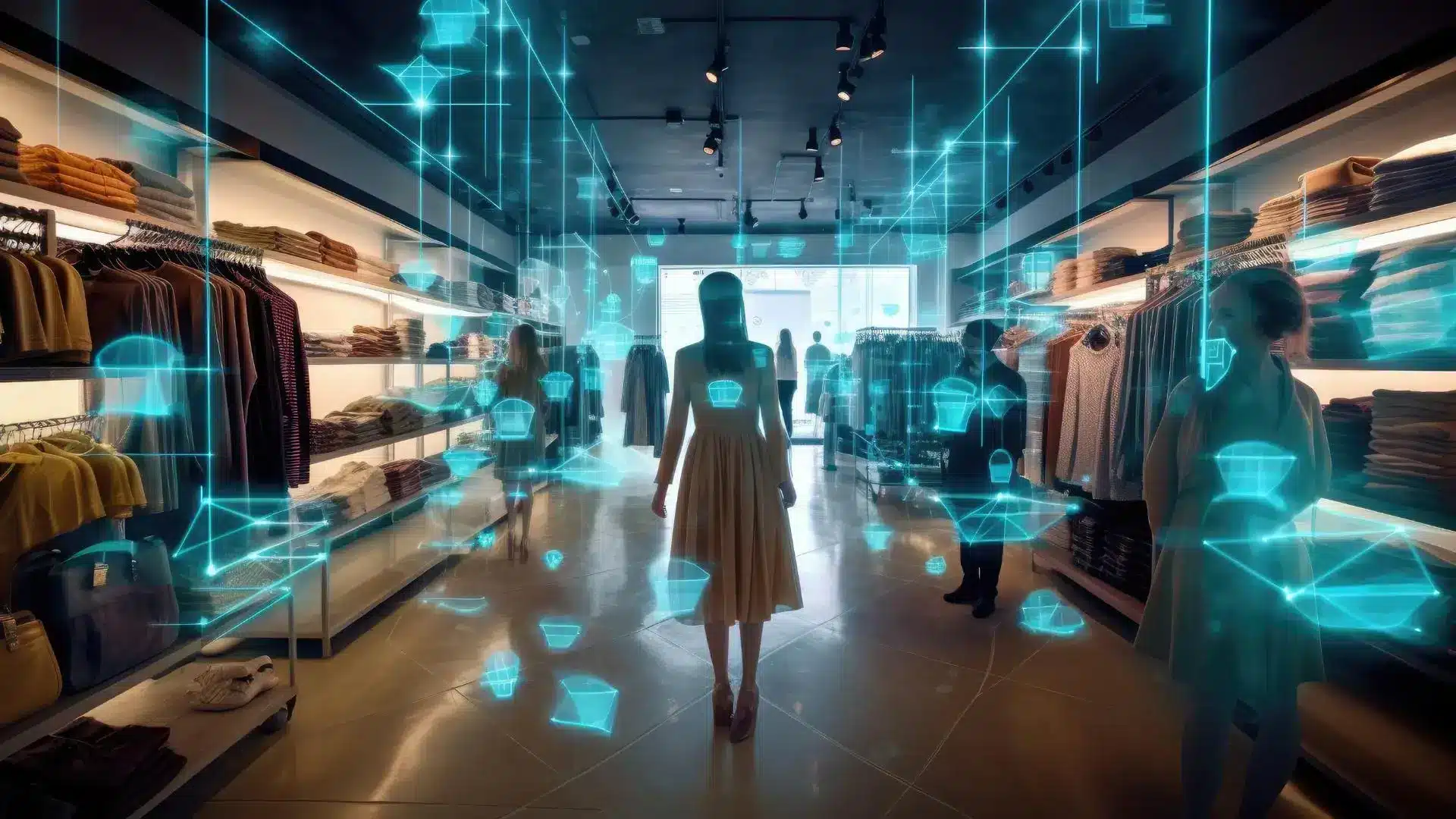 Tienda moderna con hologramas e IA