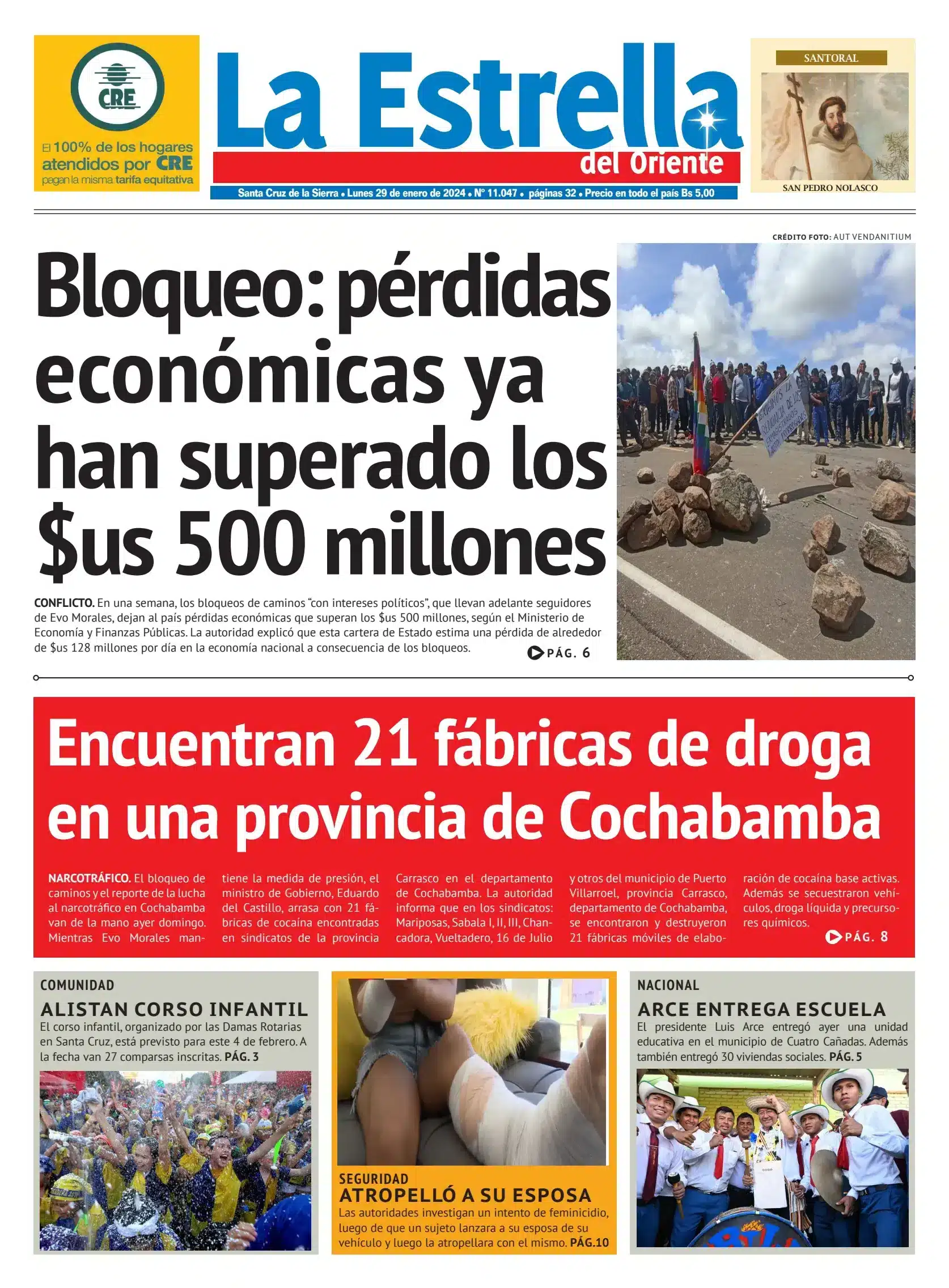 Portada de diario ilustrando protestas y conflictos relacionados con la delincuencia