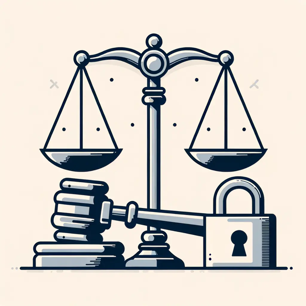 Símbolo de justicia con balanza y mazo