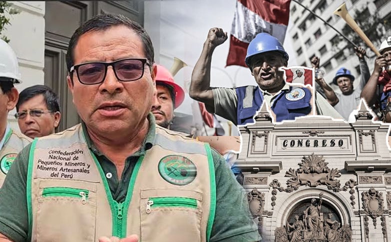 Manifestaci&oacute;n de mineros artesanales frente al Congreso peruano
