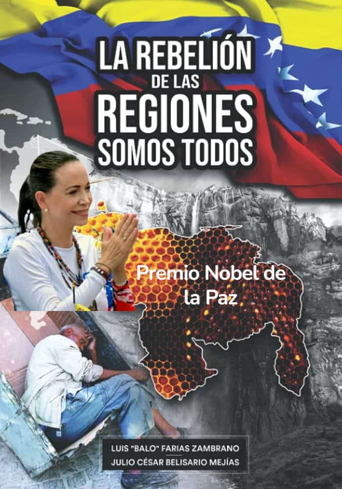 Collage con bandera de Venezuela y mención al Premio Nobel de la Paz