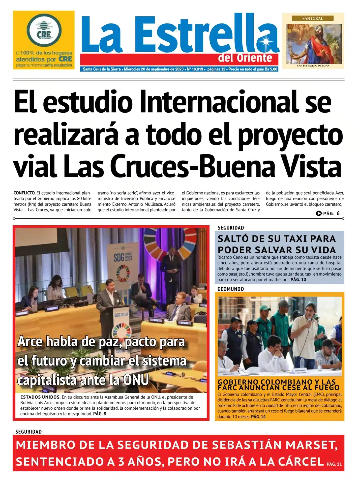 Portada de peri&oacute;dico con titulares pol&iacute;ticos