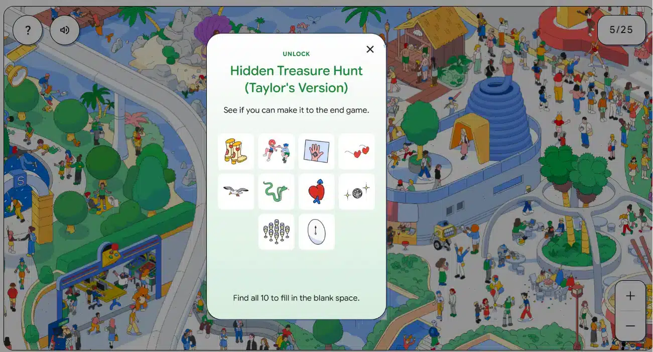 Juego interactivo Hidden Treasure Hunt de Taylor Swift