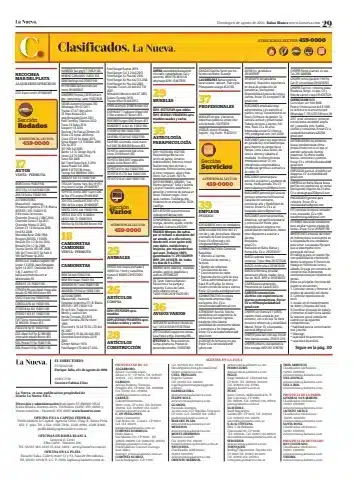 Página de clasificados de un periódico