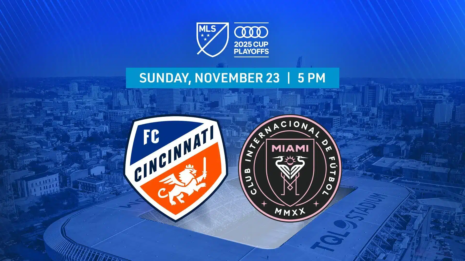 Logos de FC Cincinnati e Inter Miami con fecha del partido