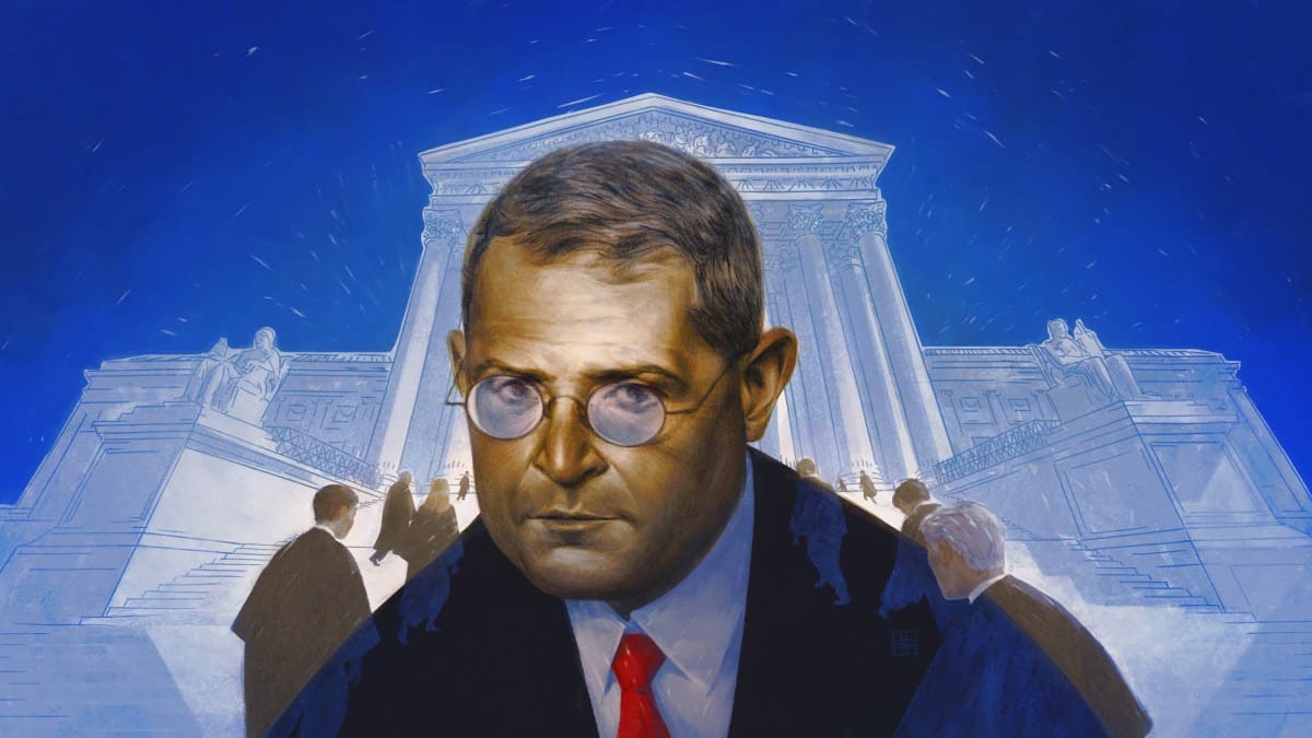 Leonard Leo con edificio judicial al fondo