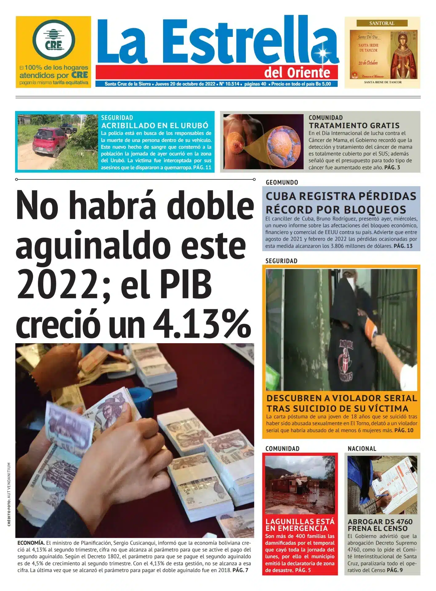 Portada de peri&oacute;dico con enfoque en temas econ&oacute;micos y financieros
