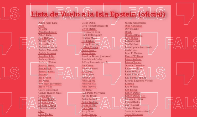 Lista de vuelos a la isla Epstein con nombres