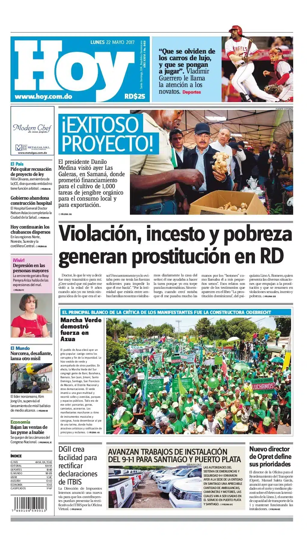 Portada de peri&oacute;dico con noticias sobre protestas y proyectos sociales