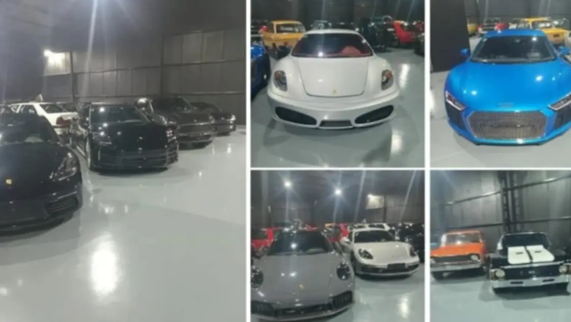 Colecci&oacute;n de autos de lujo hallados en el allanamiento de Pilar, incluyendo Porsche, Ferrari y Audi