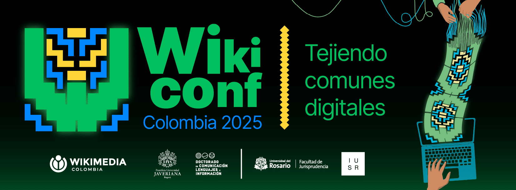 Banner de la Wikiconferencia Colombia 2025, representando la colaboraci&oacute;n digital