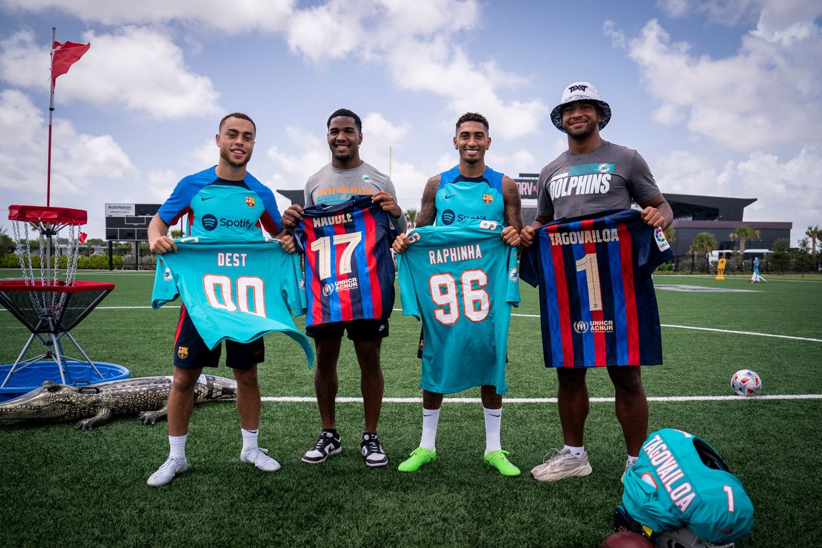 Conexi&oacute;n entre el FC Barcelona y los Miami Dolphins en un evento