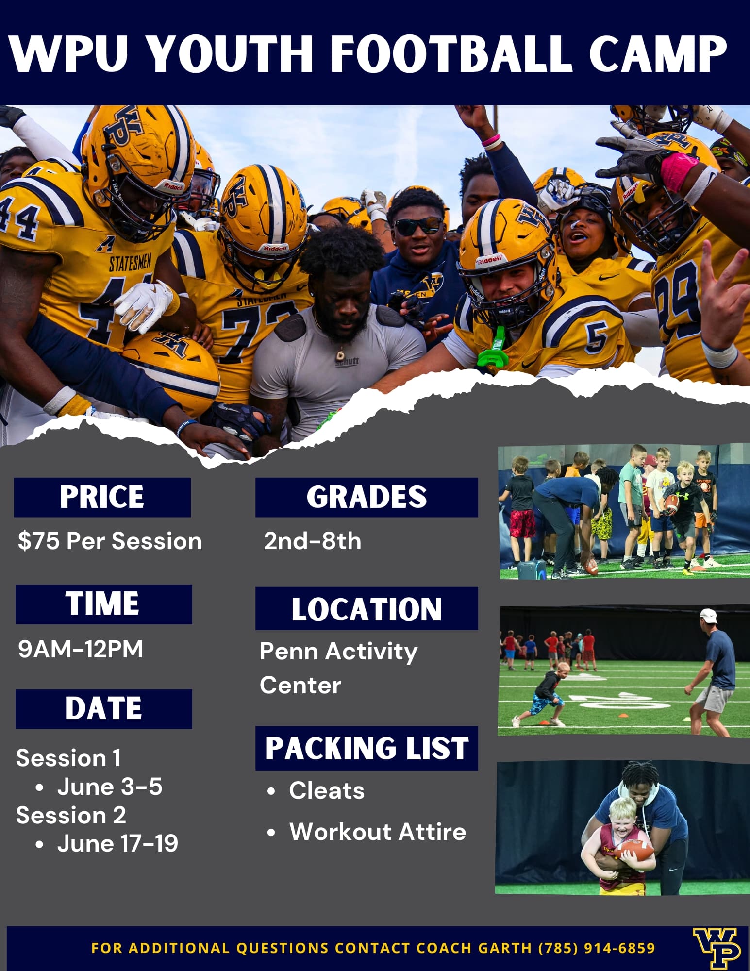 Cartel promocional de un campamento de f&uacute;tbol juvenil