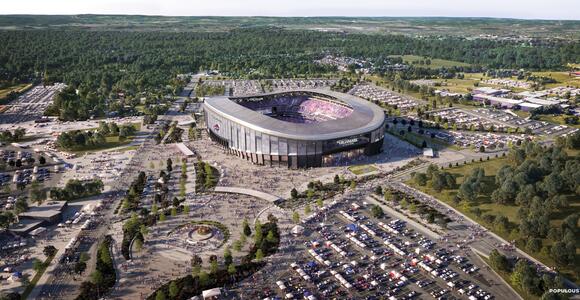 Multitud de seguidores congregados cerca del estadio de los Buffalo Bills, listos para el partido