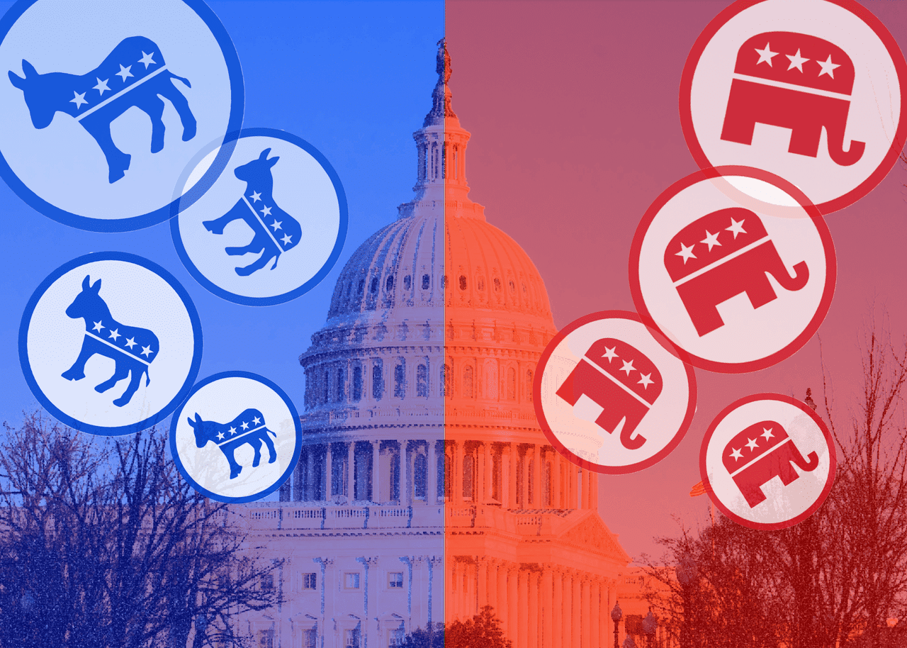 Infograf&iacute;a del Capitolio mostrando la divisi&oacute;n partidista en EE.UU.