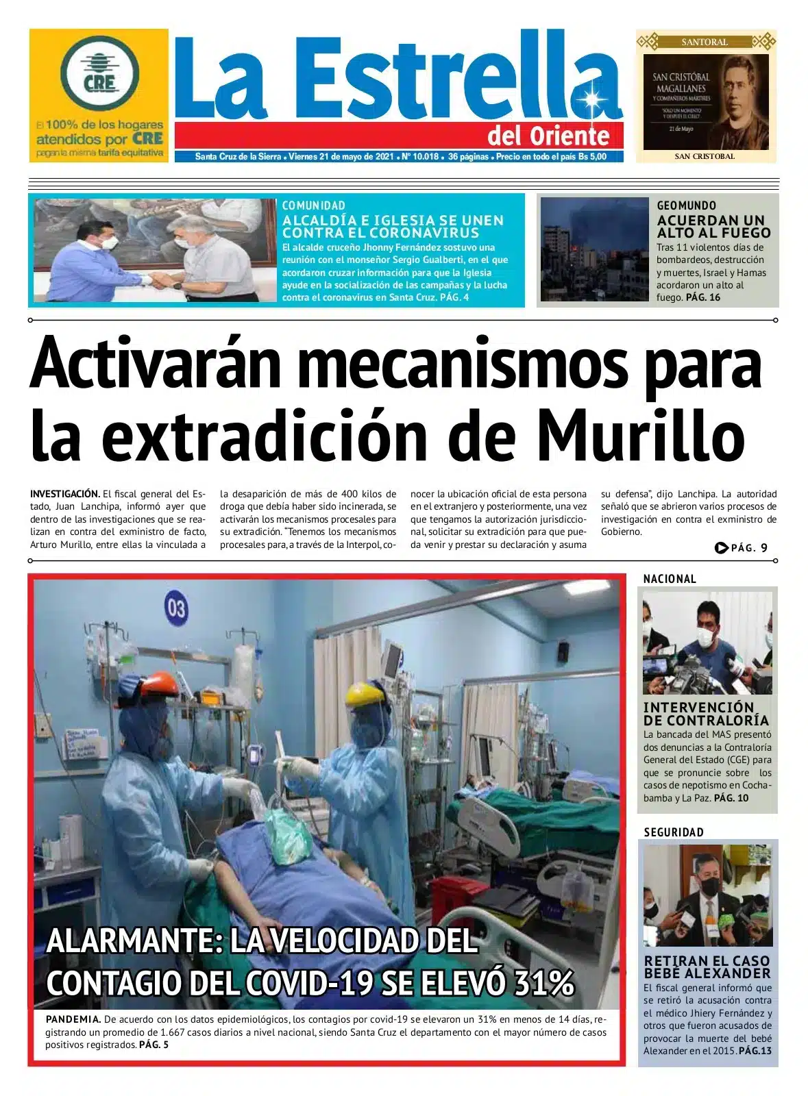 Peri&oacute;dico con titulares sobre corrupci&oacute;n y salud p&uacute;blica