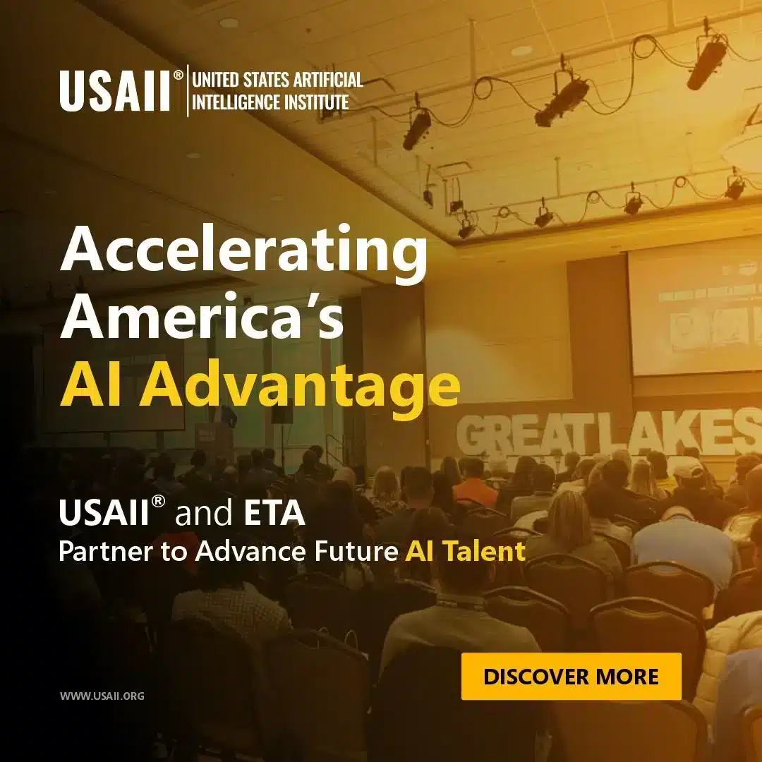 Auditorio lleno en una conferencia sobre inteligencia artificial, con pantallas mostrando contenido de IA