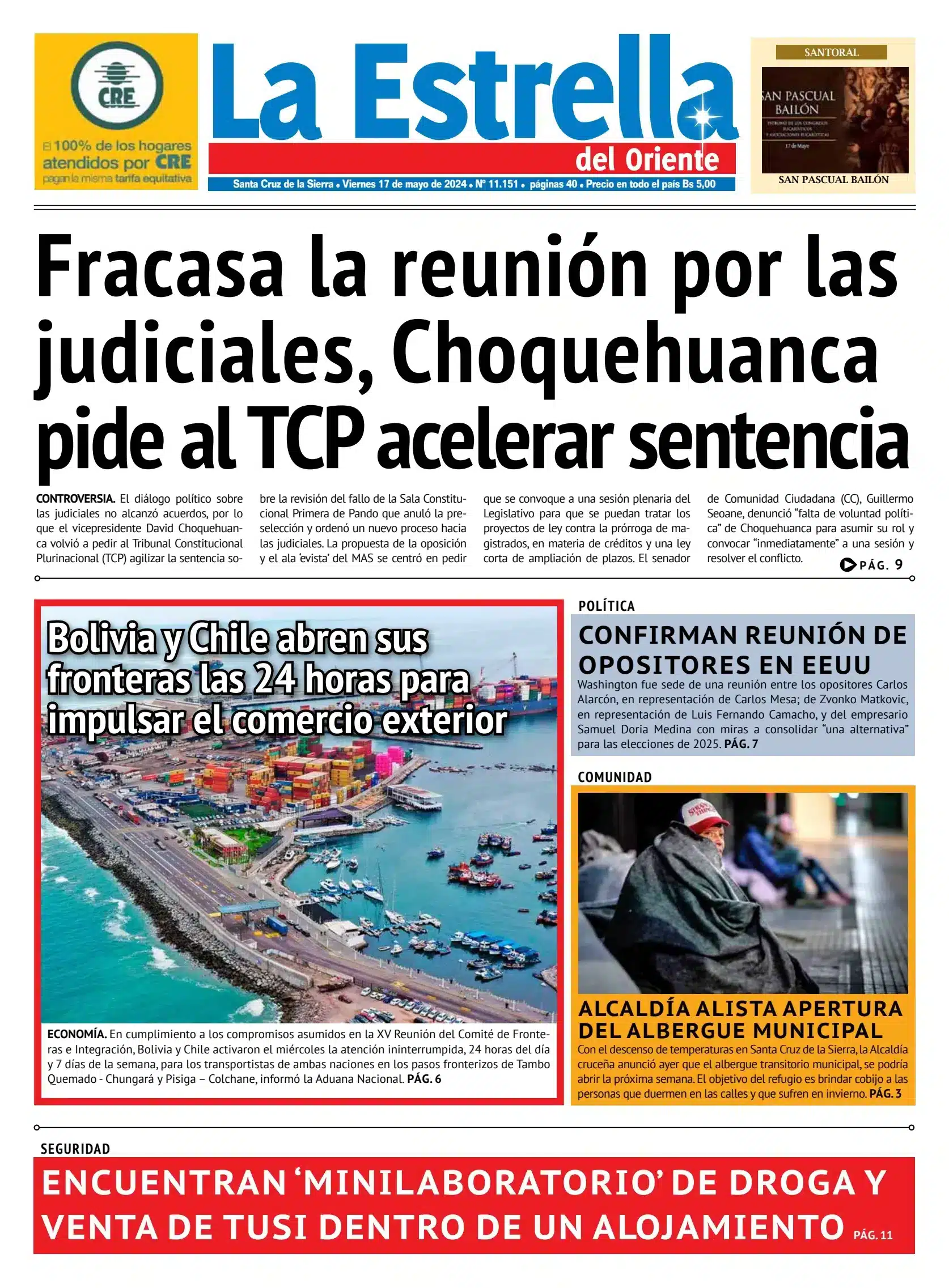 Portada de peri&oacute;dico con noticias pol&iacute;ticas y judiciales, reflejando el contexto nacional