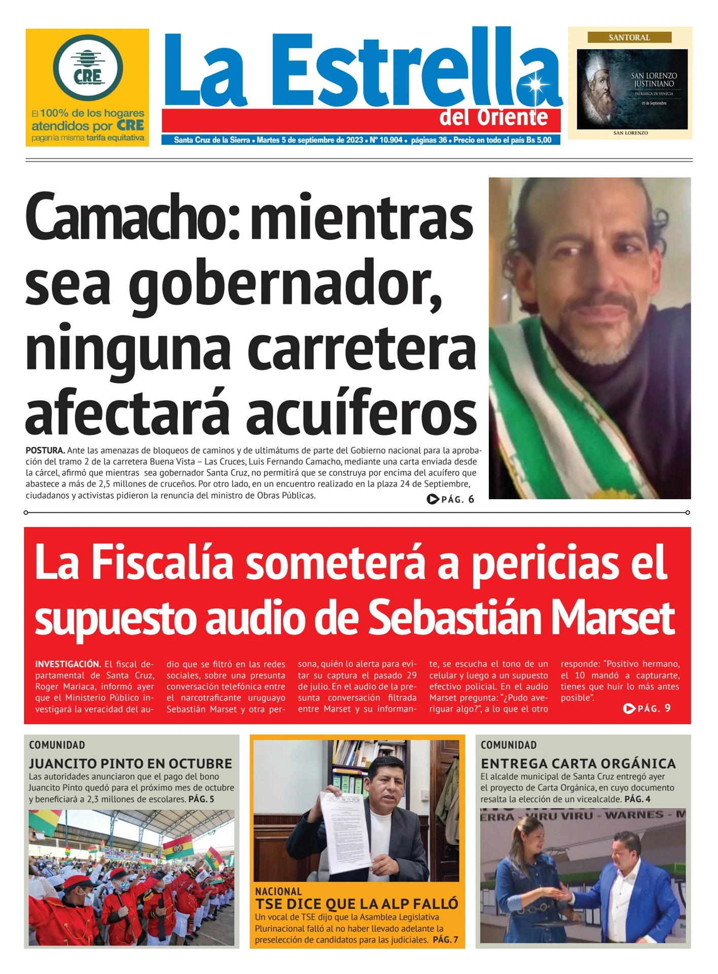 Portada de periódico ilustrativa sobre procesos judiciales y acciones fiscales