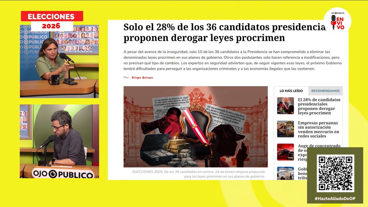 Marisol Pérez Tello durante una entrevista televisiva explicando sus propuestas