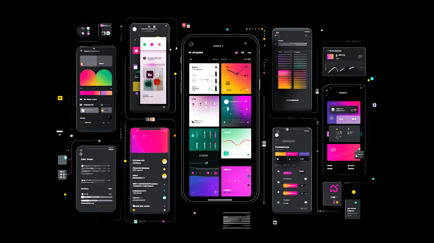 Collage de dise&ntilde;os de interfaces de usuario modernas y coloridas