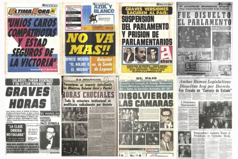 Portadas de peri&oacute;dicos hist&oacute;ricos que reflejan la tensi&oacute;n pol&iacute;tica y las luchas por derechos humanos en Argentina