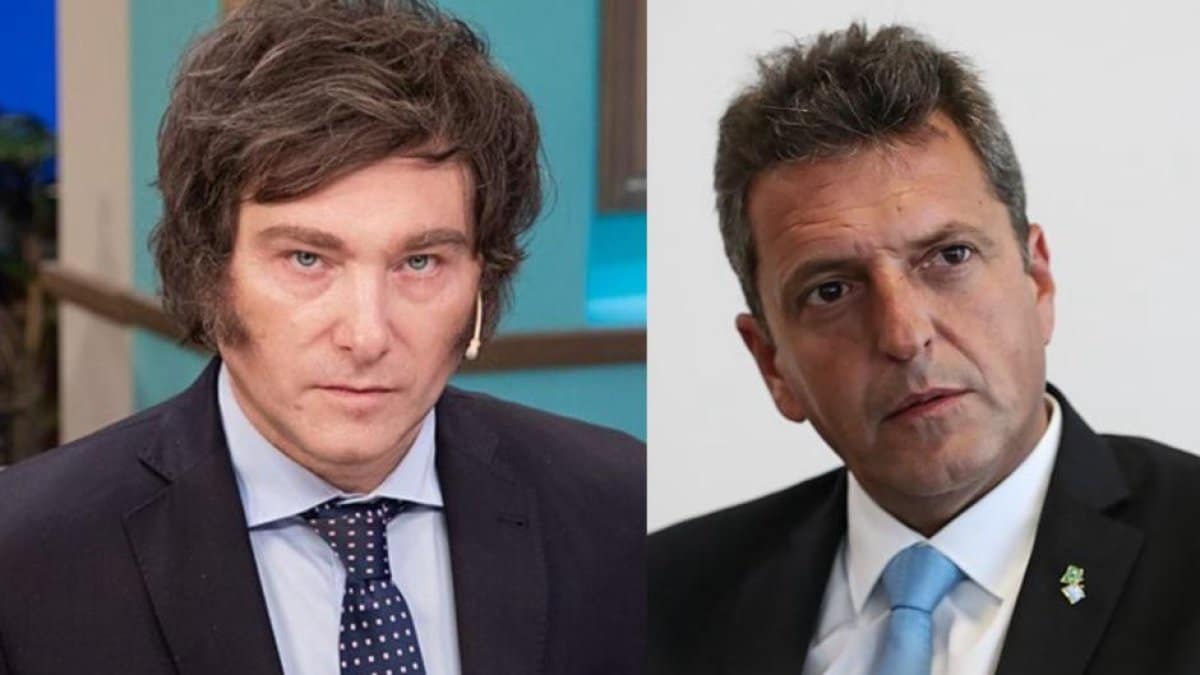 Javier Milei y Sergio Massa en un entorno de debate político