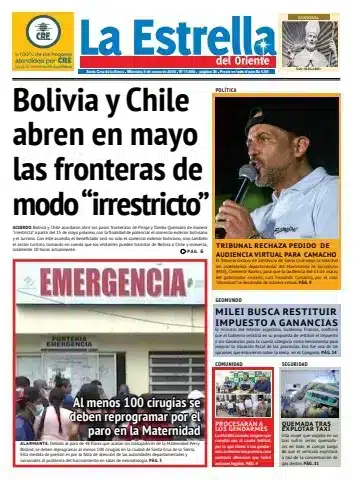 Portada de periódico con discurso político