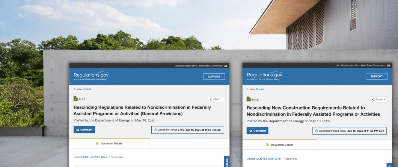 Interfaz de Regulations.gov con documentos del Departamento de Energ&iacute;a sobre derechos civiles