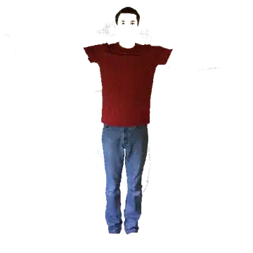 Persona en postura neutra, representando la actitud de espera o evaluación durante una prueba