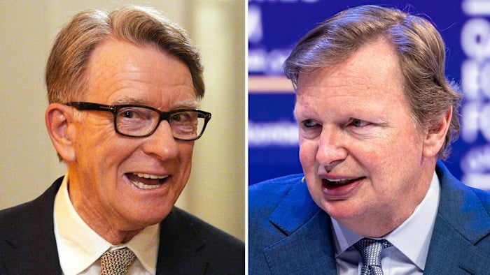 Dos hombres en lo que parece ser una discusi&oacute;n empresarial o pol&iacute;tica, posiblemente relacionada con actividades de lobby