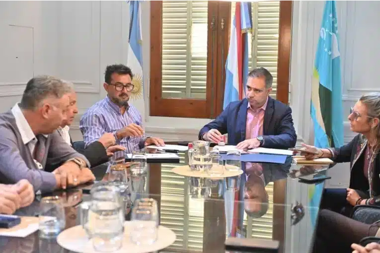 Reuni&oacute;n formal en una sala con banderas argentinas, contextualizando el &aacute;mbito legal del caso
