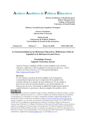 Documento acad&eacute;mico sobre pol&iacute;ticas educativas y reformas