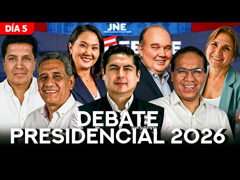 Varios candidatos durante el quinto debate presidencial 2026