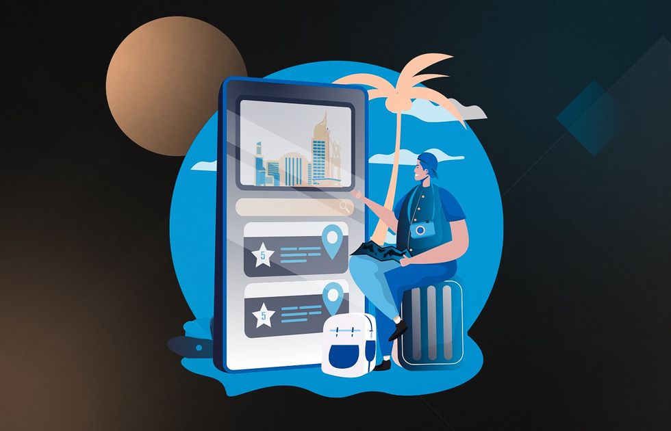 Ilustraci&oacute;n de una persona frente a una pantalla de servicio al cliente