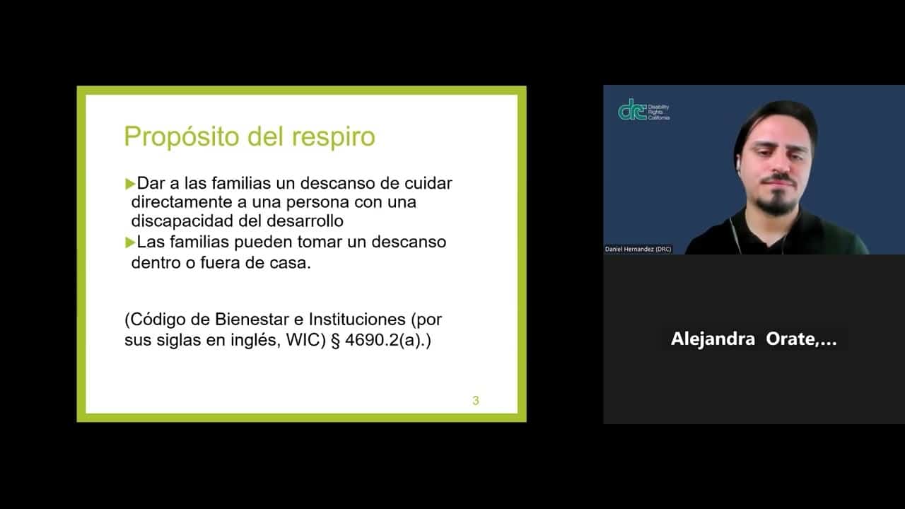Servicios de apoyo y cuidado de respiro para familias con personas con discapacidades