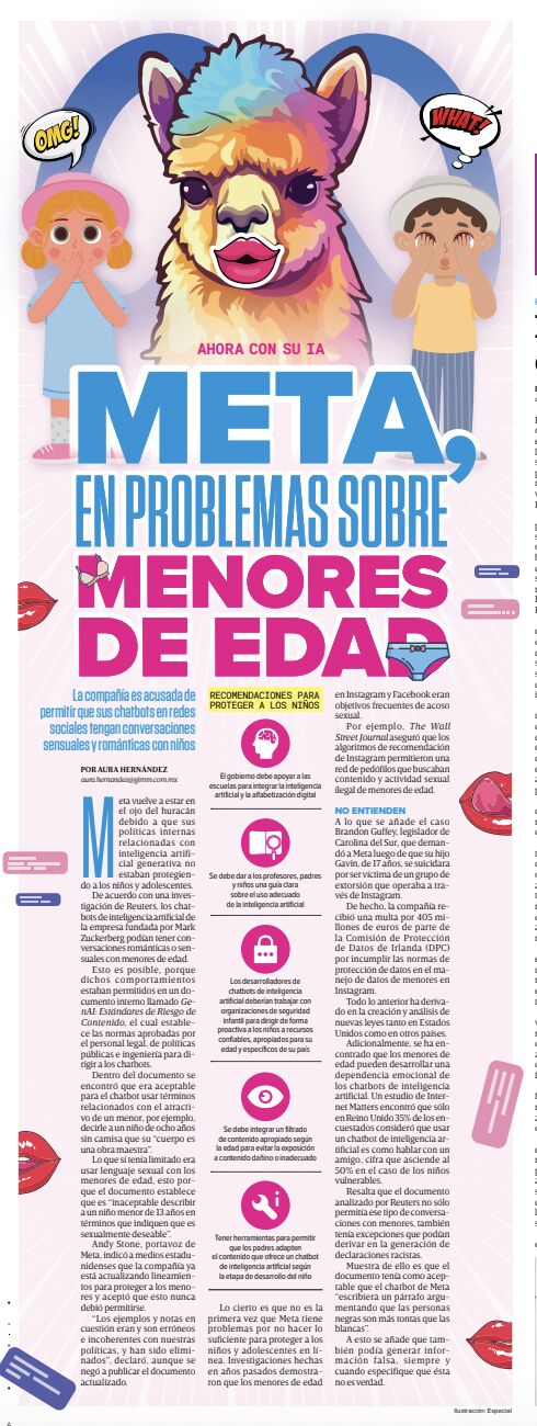 Ilustración sobre la interacción de niños con inteligencia artificial y su impacto