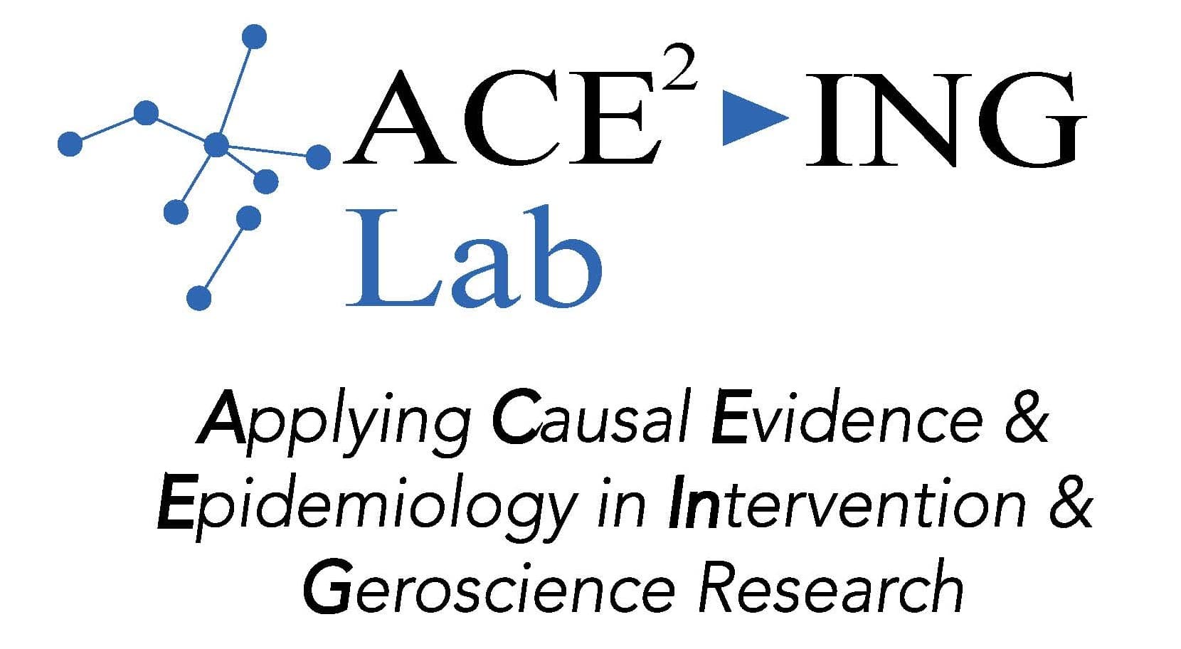 Logo del laboratorio ACE²ING, dedicado a la investigación en gerociencia y epidemiología