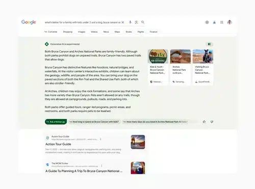 Nueva interfaz de b&uacute;squeda de Google con resultados sintetizados