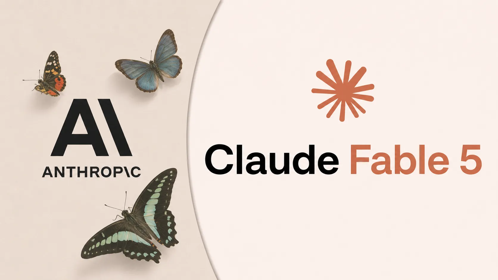 Logo de Anthropic Claude Fable 5 con mariposas de colores