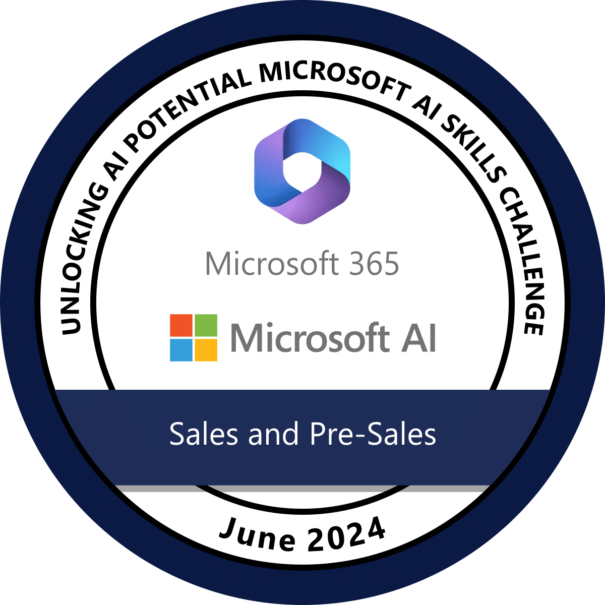 Insignia de Microsoft AI Skills Challenge para ventas y preventas