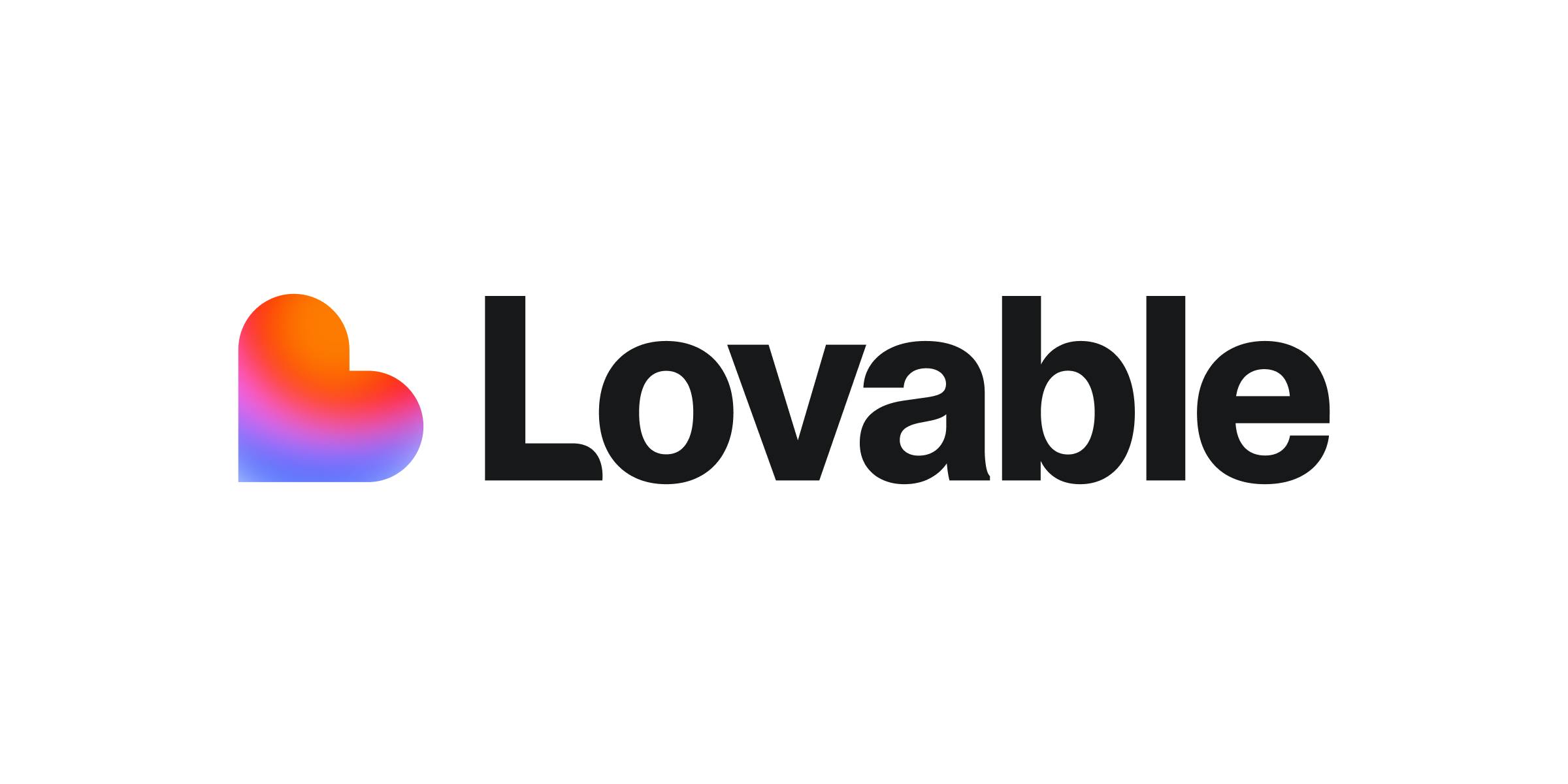 Logotipo de Lovable con degradado naranja y púrpura